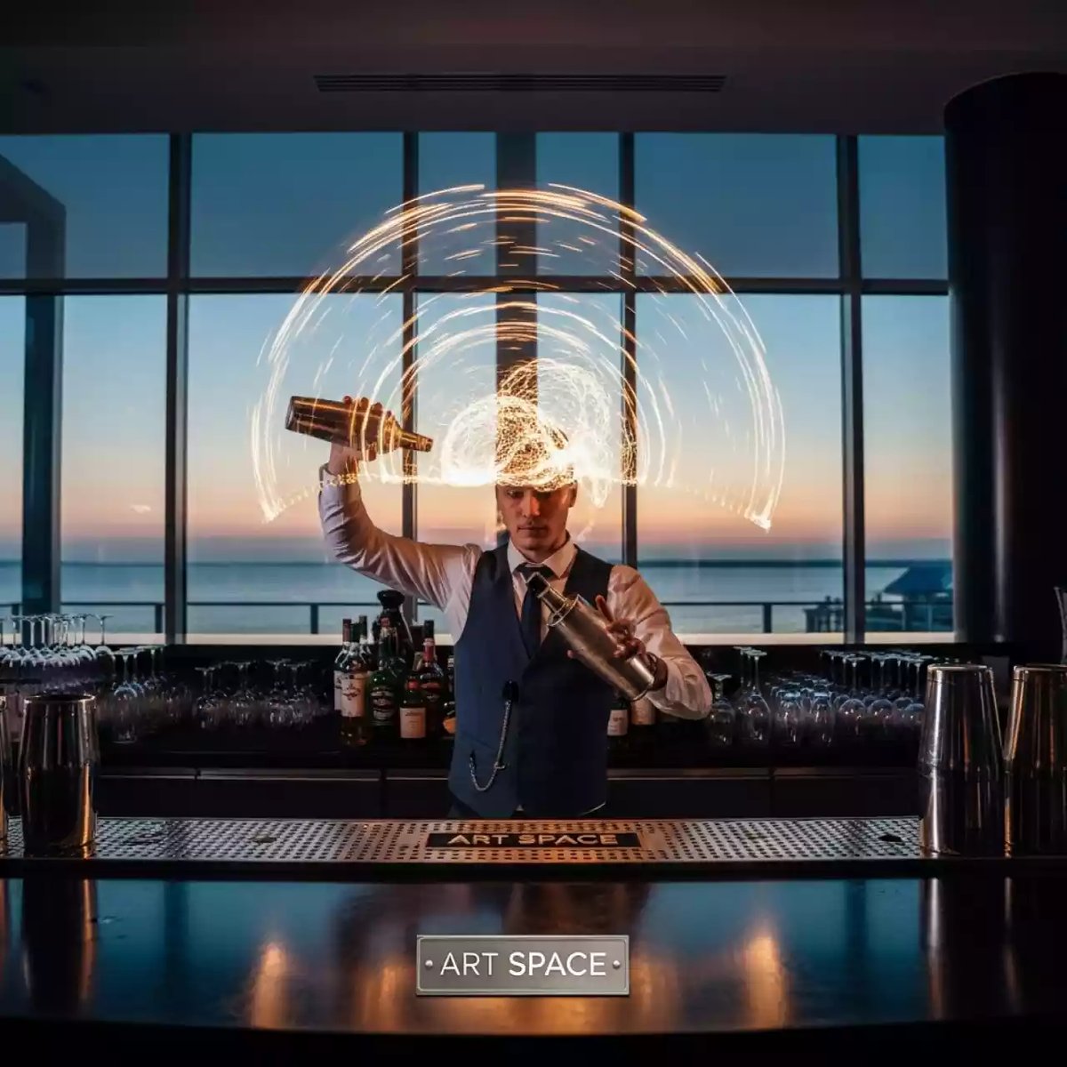 Аренда Бармен шоу сольное для свадьбы в ресторане «Паруса» — ART SPACE