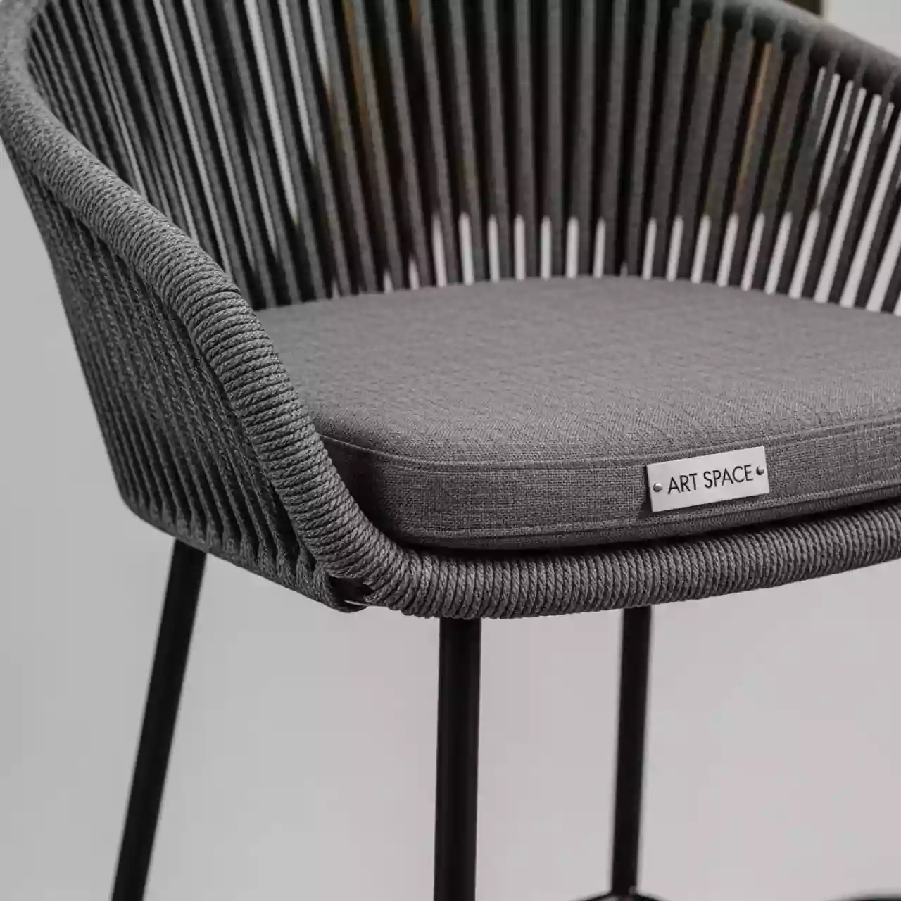Аренда Барный стул Бордо плетеный каркас сталь серый роуп серая ткань в ледовом дворце «Большой» — ART SPACE