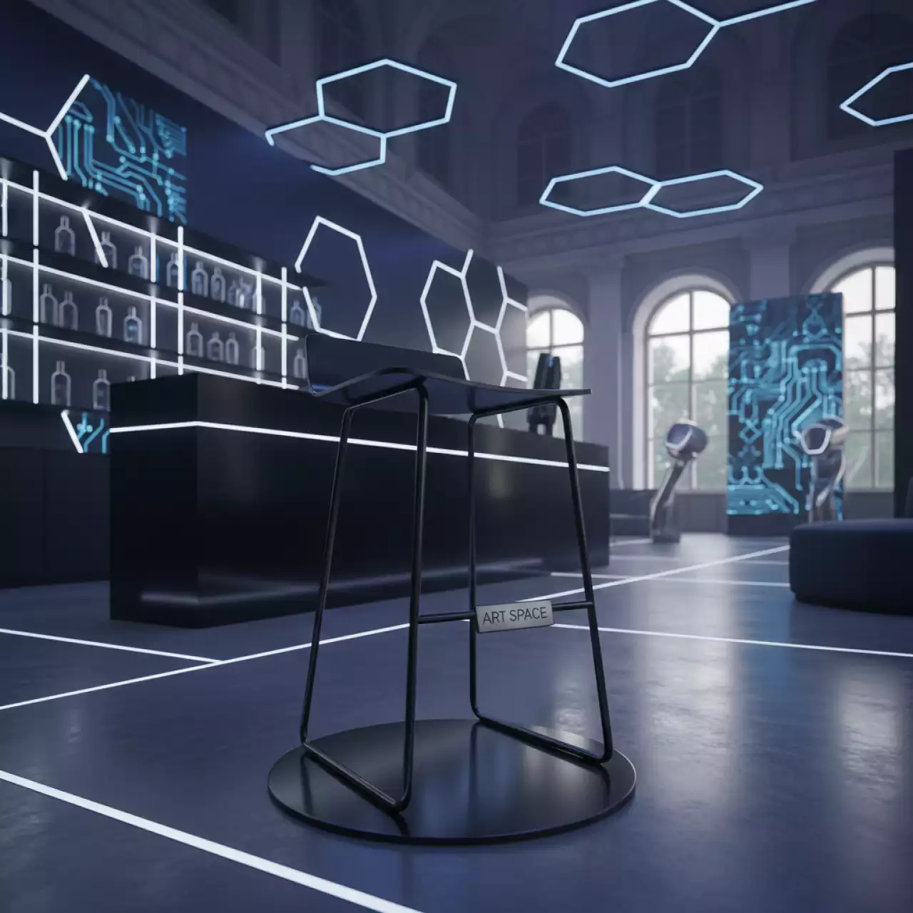 Аренда Барный стул черный металлический в усадьбе Голицына — ART SPACE