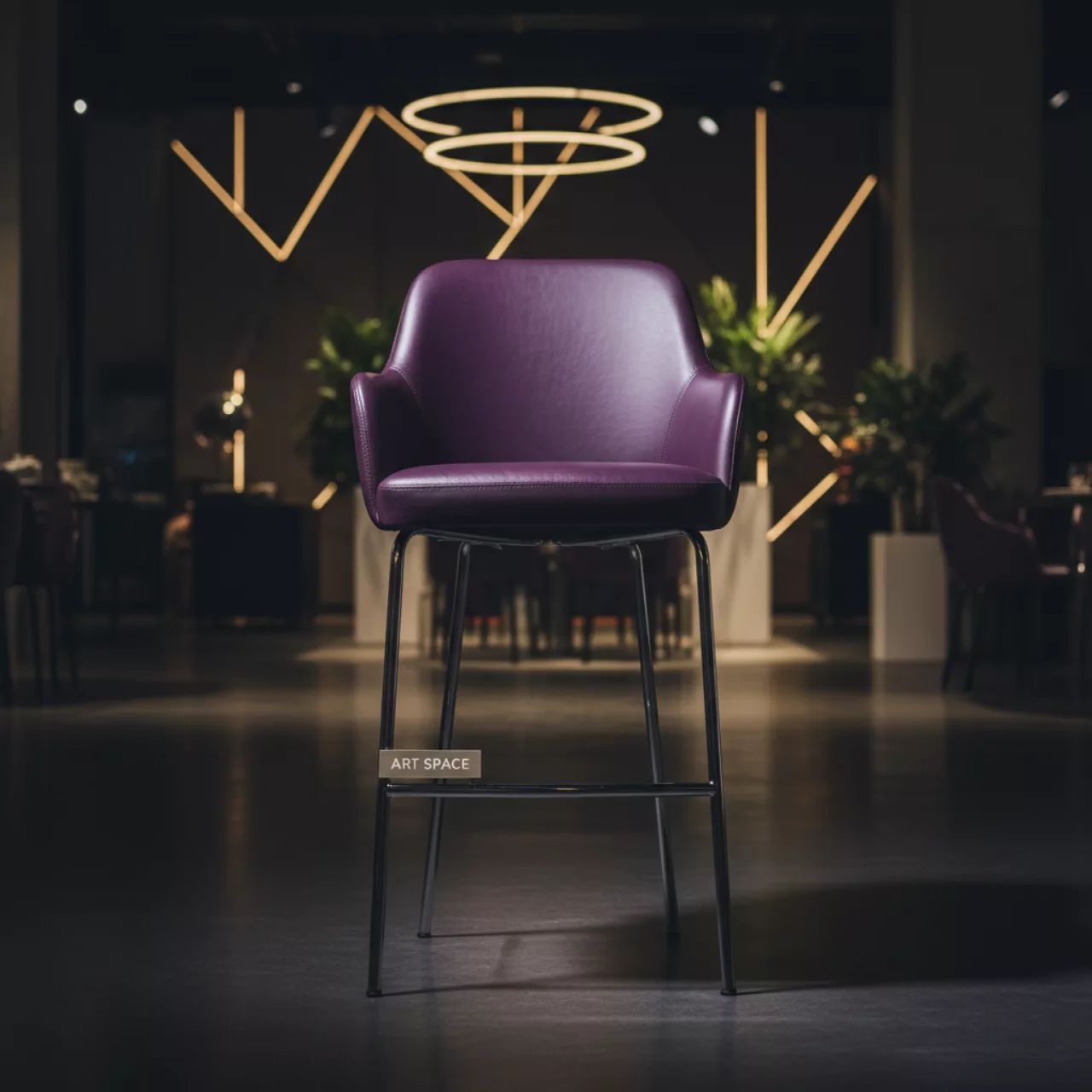 Аренда Барный стул Эссель фиолетовая кожа в МФК «Горный» — ART SPACE