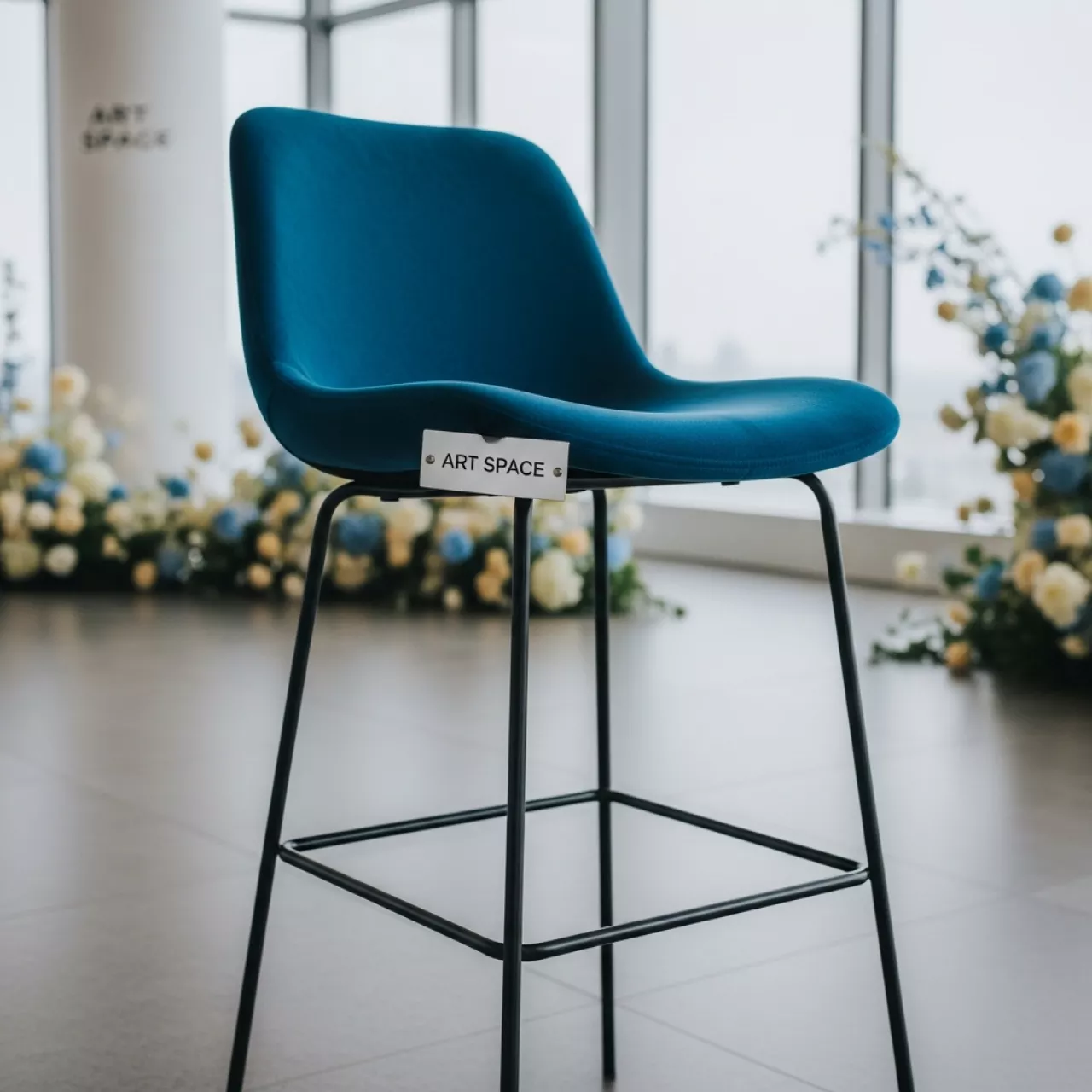 Аренда Барный стул Гардур голубой велюр в комплексе Sea Galaxy — ART SPACE
