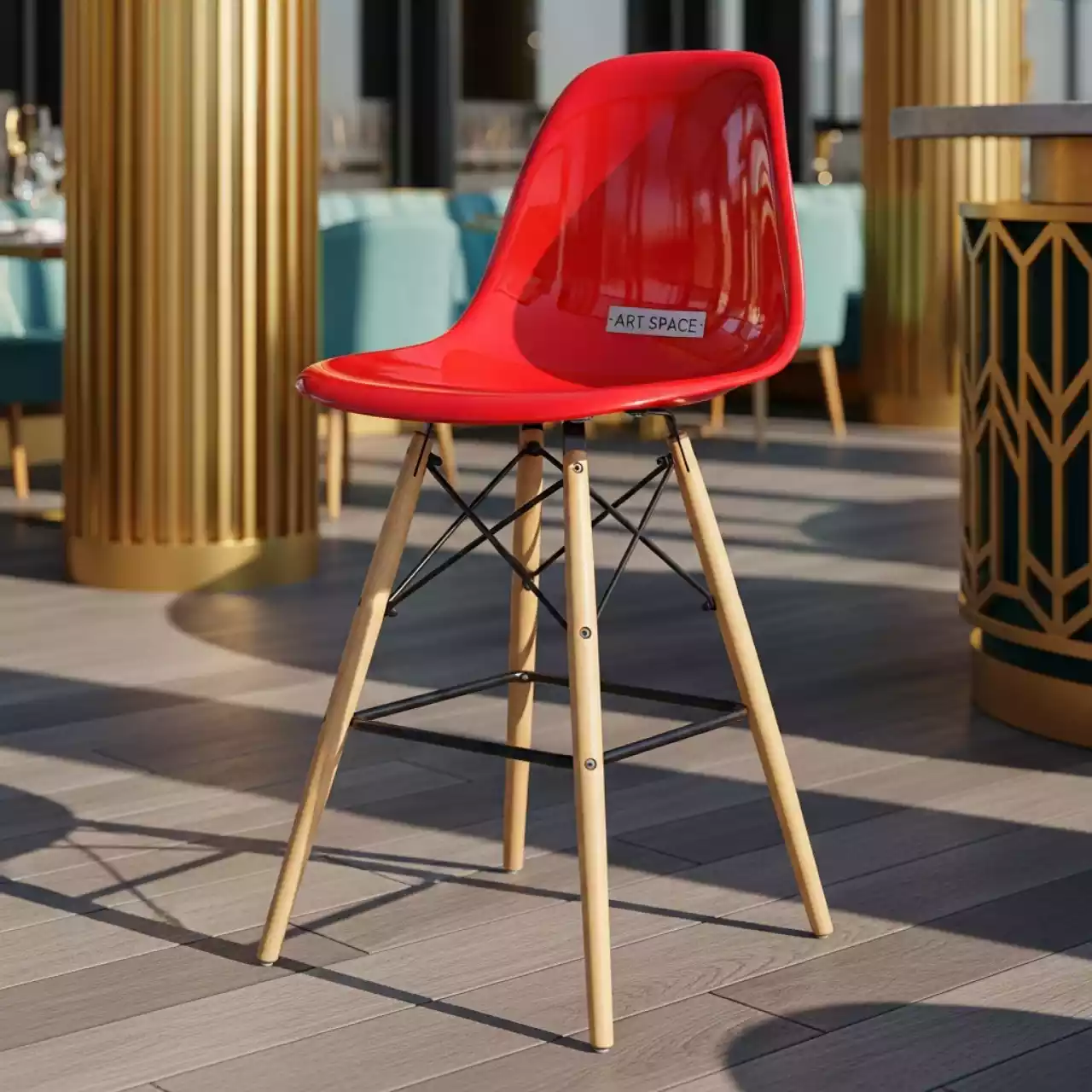 Аренда Барный стул красный Eames Red в ресторане «Паруса» — ART SPACE