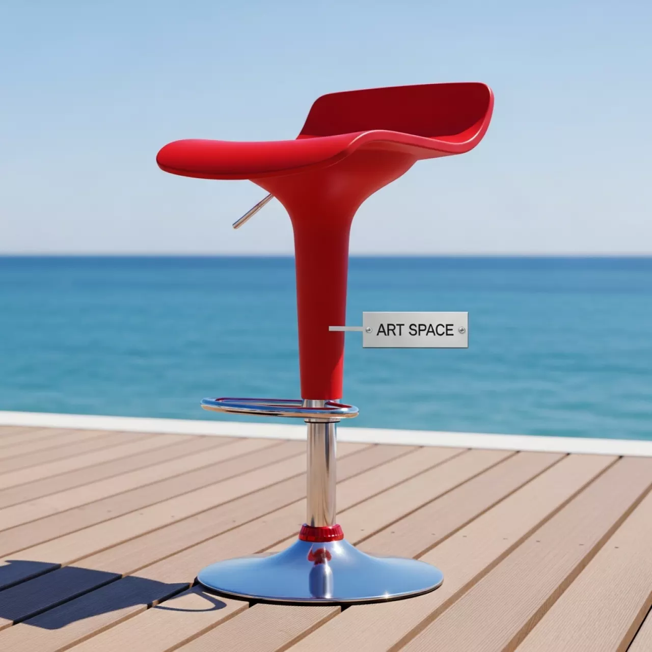 Аренда Барный стул красный пластиковый Bombo на пляже «Ривьера» — ART SPACE
