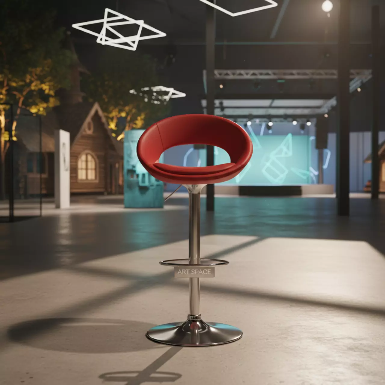 Аренда Барный стул Круз красный глянец в этно-парке «Моя Россия» — ART SPACE