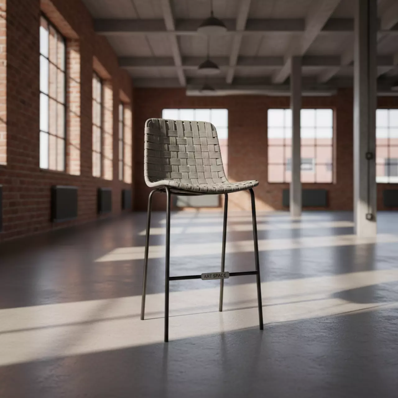Аренда Барный стул Марсель плетеный стальной каркас светло серый в лофте «Студия 21» — ART SPACE