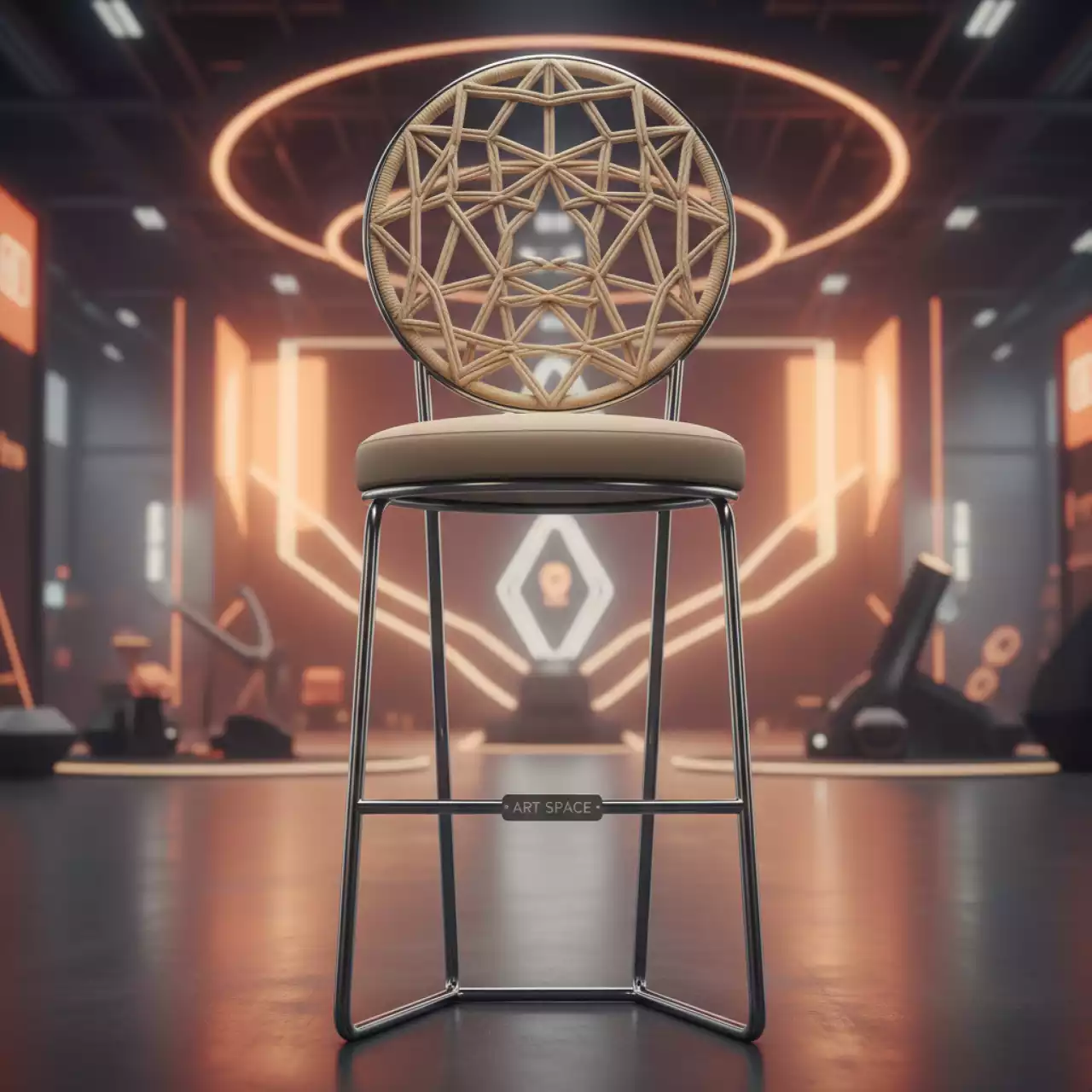 Аренда Барный стул Марсель сталь бежевый роуп бежевая ткань в Alpha Sirius — ART SPACE