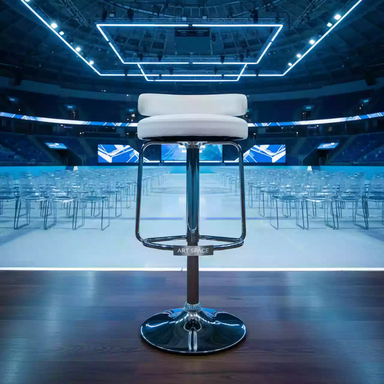 Аренда Барный стул Mira белый кожзам в ледовой арене «Шайба» — ART SPACE
