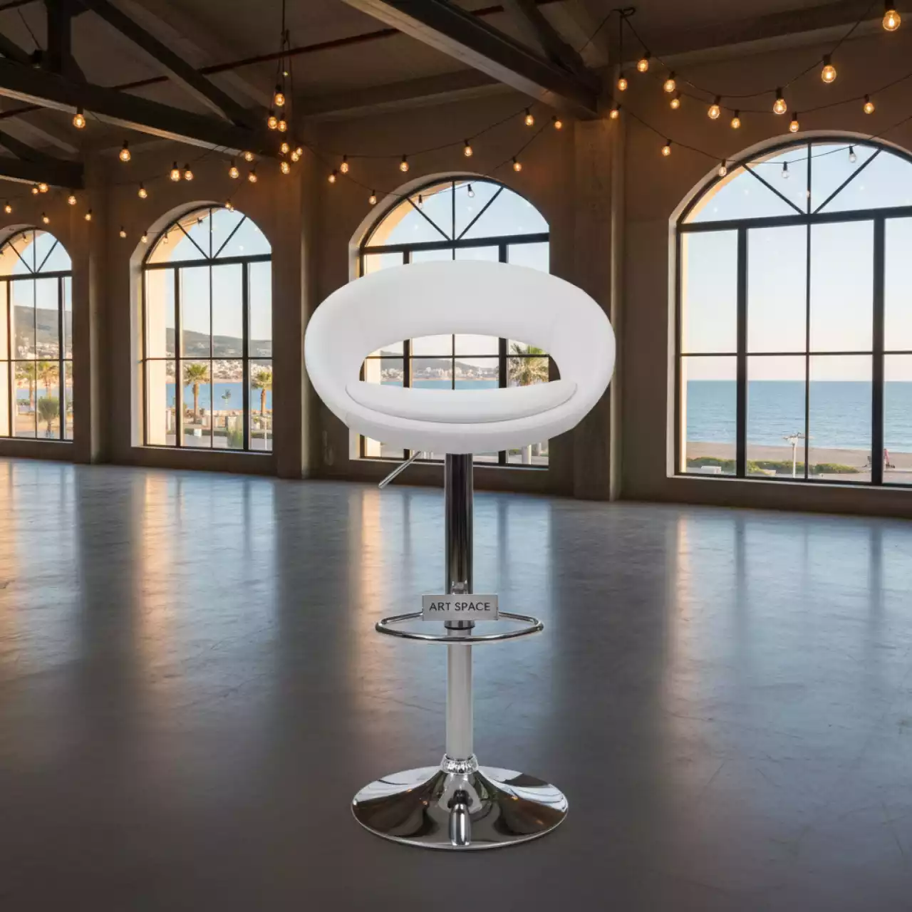 Аренда Барный стул регулируемый белый Crack на Имеретинской набережной — ART SPACE
