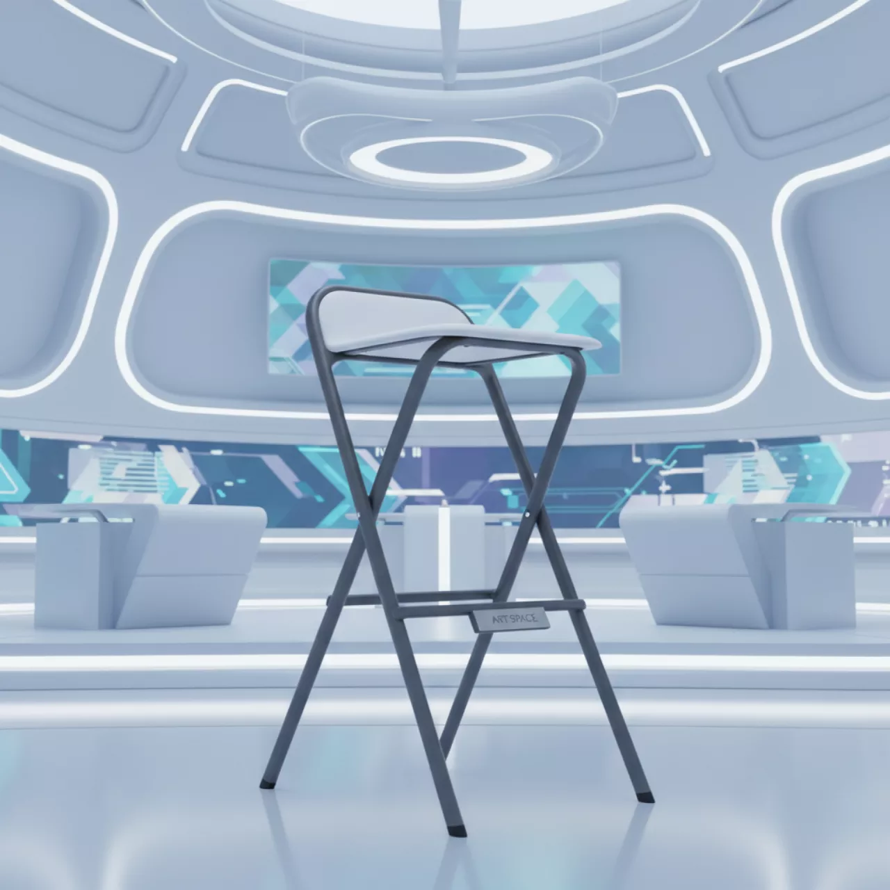 Аренда Барный стул складной Франклин белый с серыми ножками в Alpha Sirius — ART SPACE