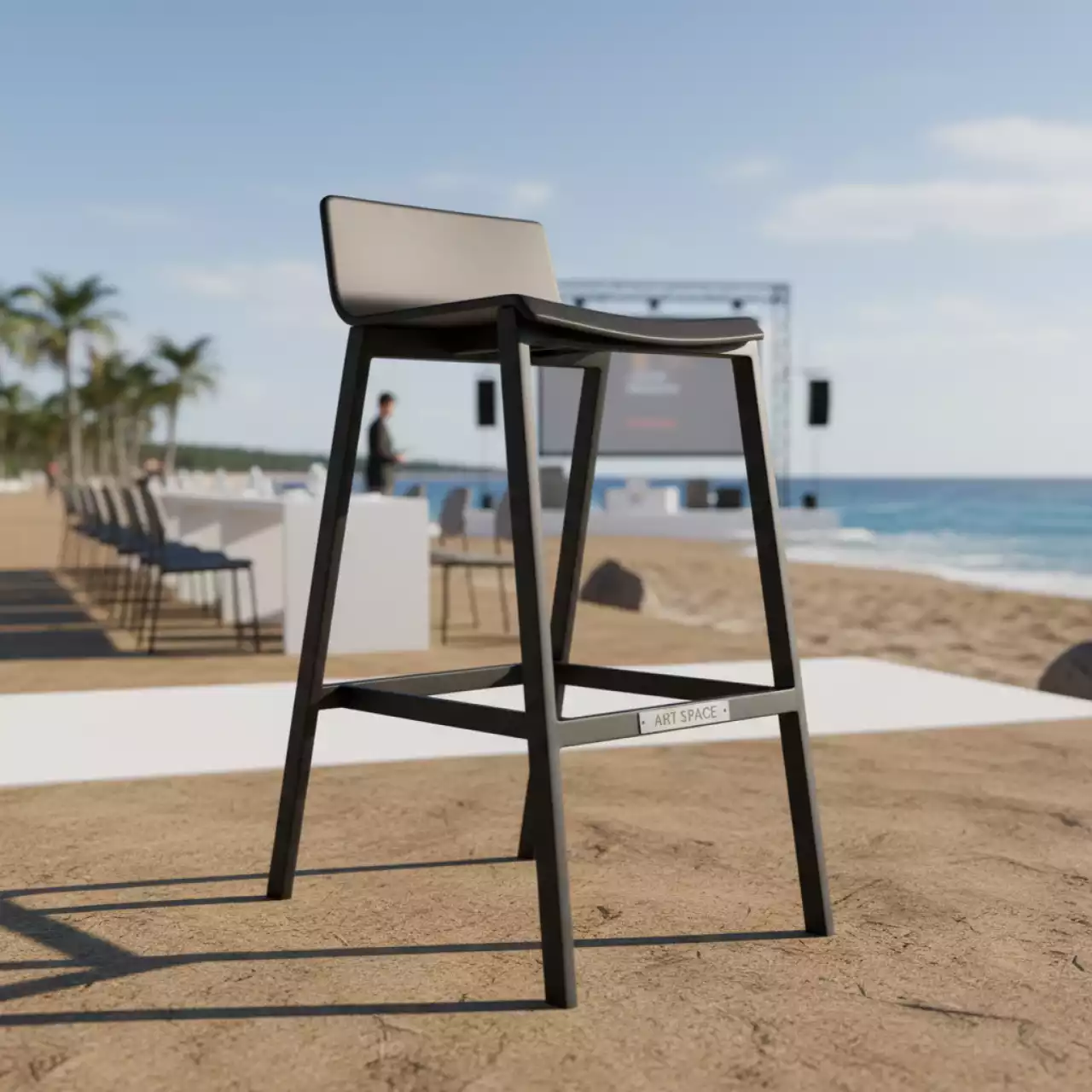 Аренда Барный стул складной Франклин черный на пляже «Ривьера» — ART SPACE