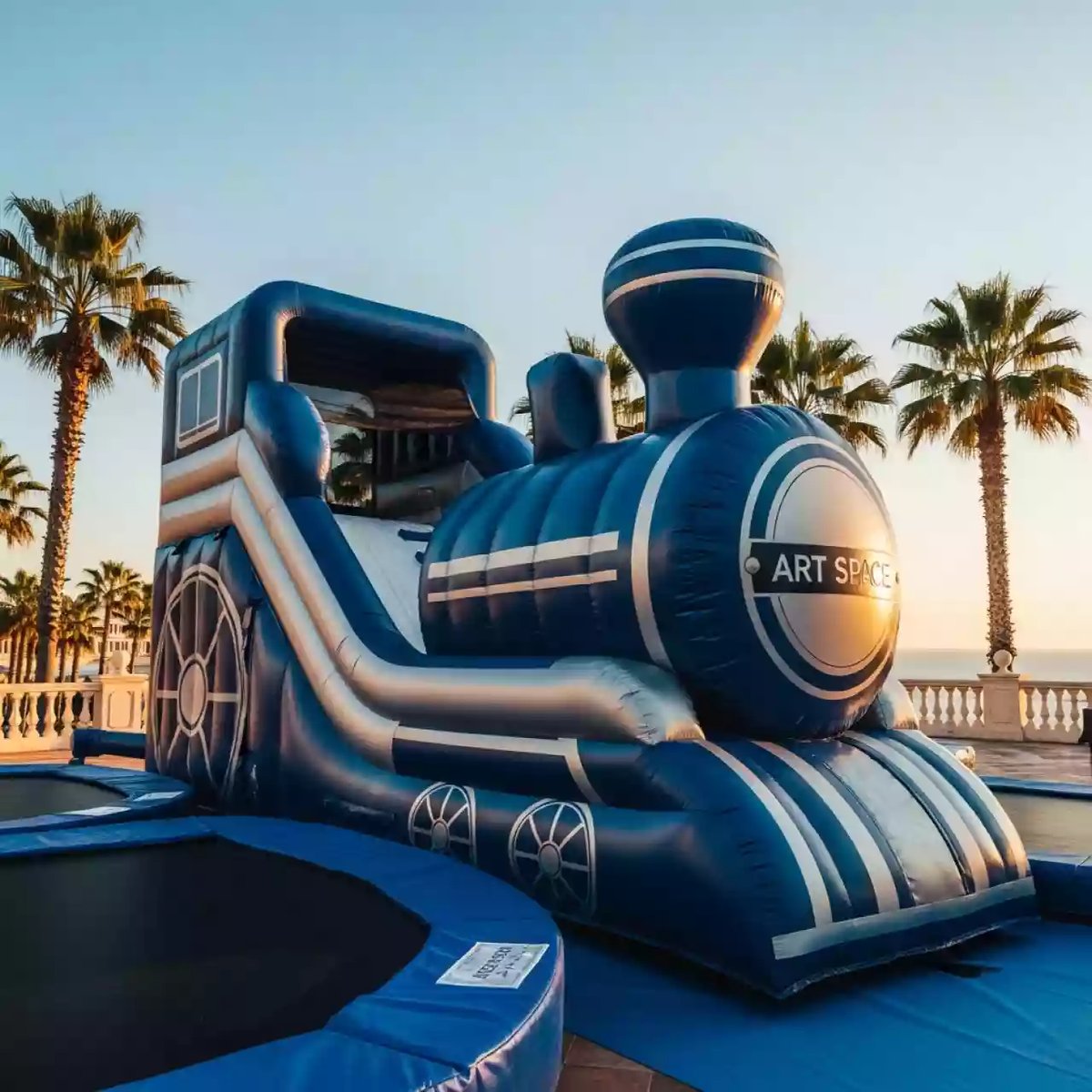 Аренда Батут с горкой «Локомотив» в гранд-отеле «Жемчужина» — ART SPACE