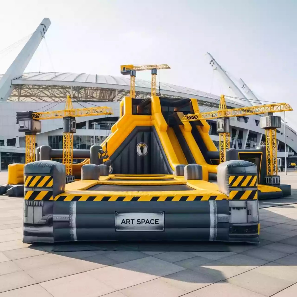 Аренда Батут с горкой Строитель на арене «Фишт» — ART SPACE