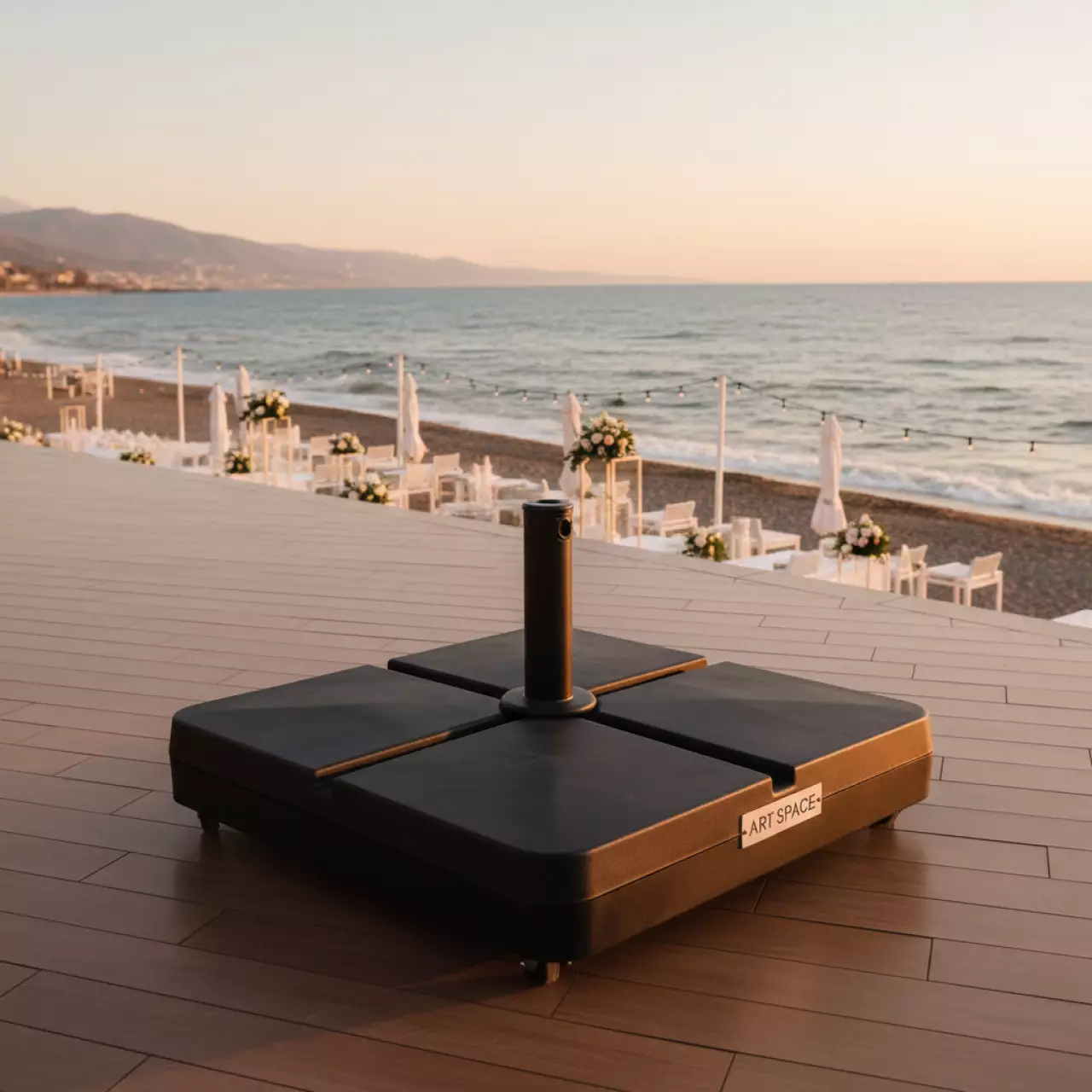 Аренда База утяжелительная для зонта с колесами BUD8080BS 32 кг на пляжных клубах Хосты — ART SPACE