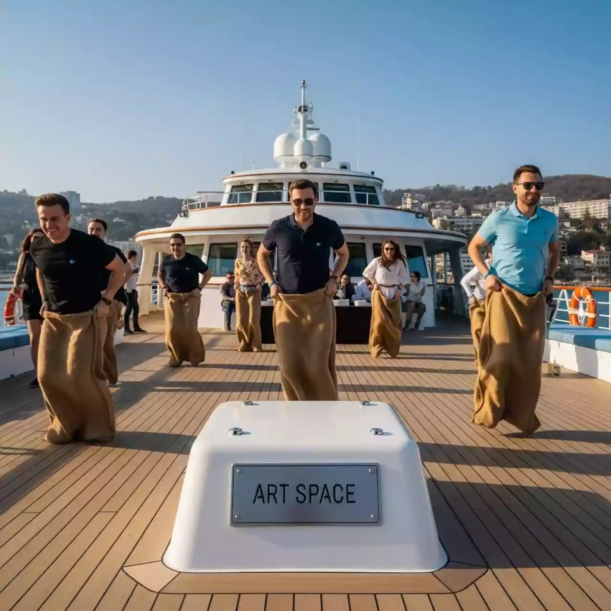 Аренда Бег в мешках на VIP теплоходе (Морпорт Сочи) — ART SPACE