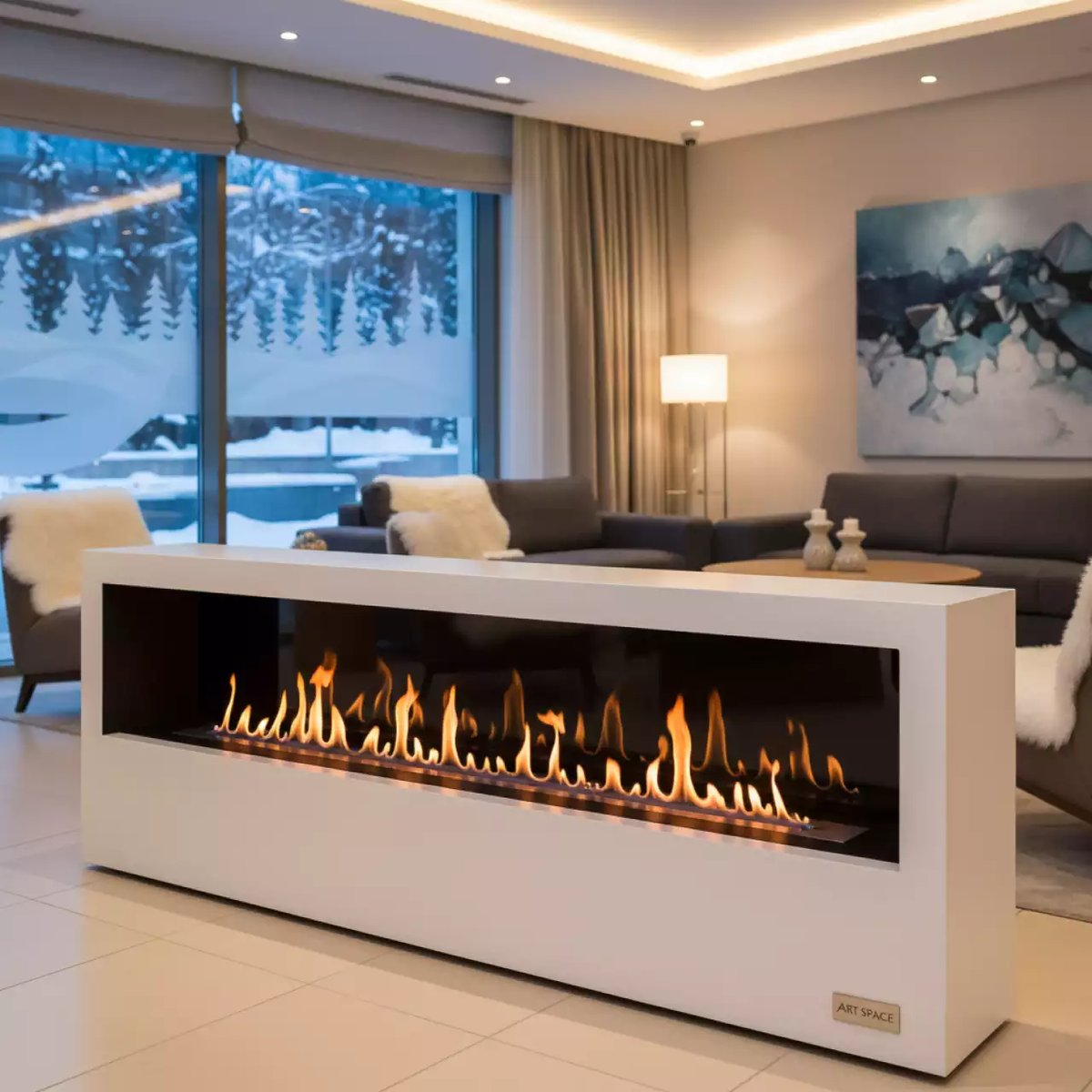 Аренда Биокамин Elliot 1500 белый со стемалитом в Courtyard by Marriott Sochi — ART SPACE