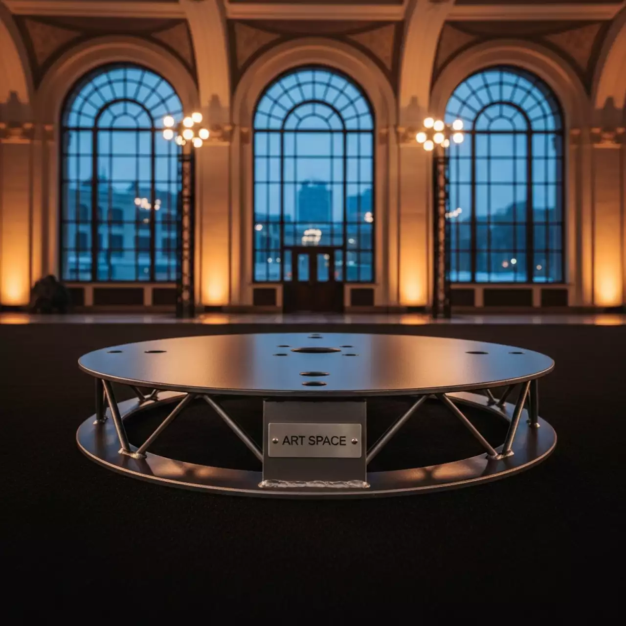 Аренда Блин сценический круглое напольное основание для ферм на территории Морпорта Сочи — ART SPACE