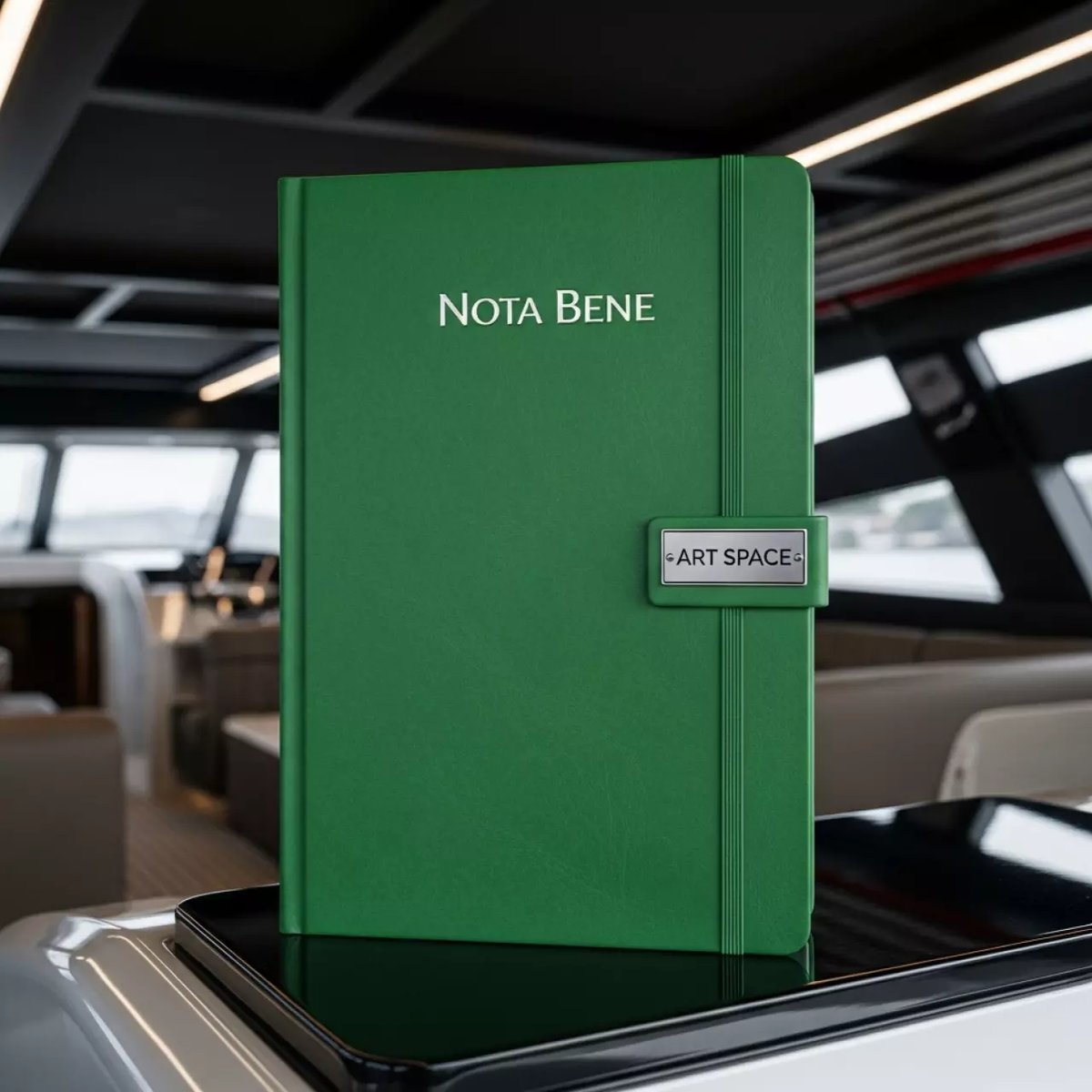 Аренда Блокнот Nota Bene зеленый на VIP теплоходе (Морпорт Сочи) — ART SPACE