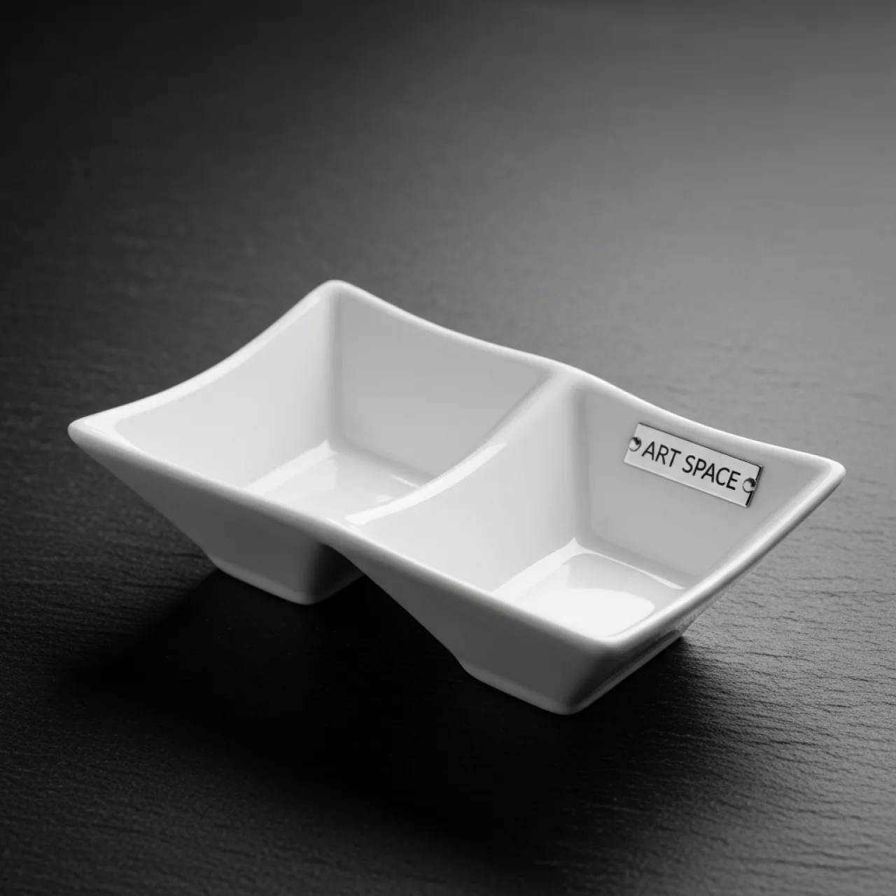 Аренда Блюдце для соуса Chan Wave Quadro двойное 80 мм в Stella di Mosca — ART SPACE