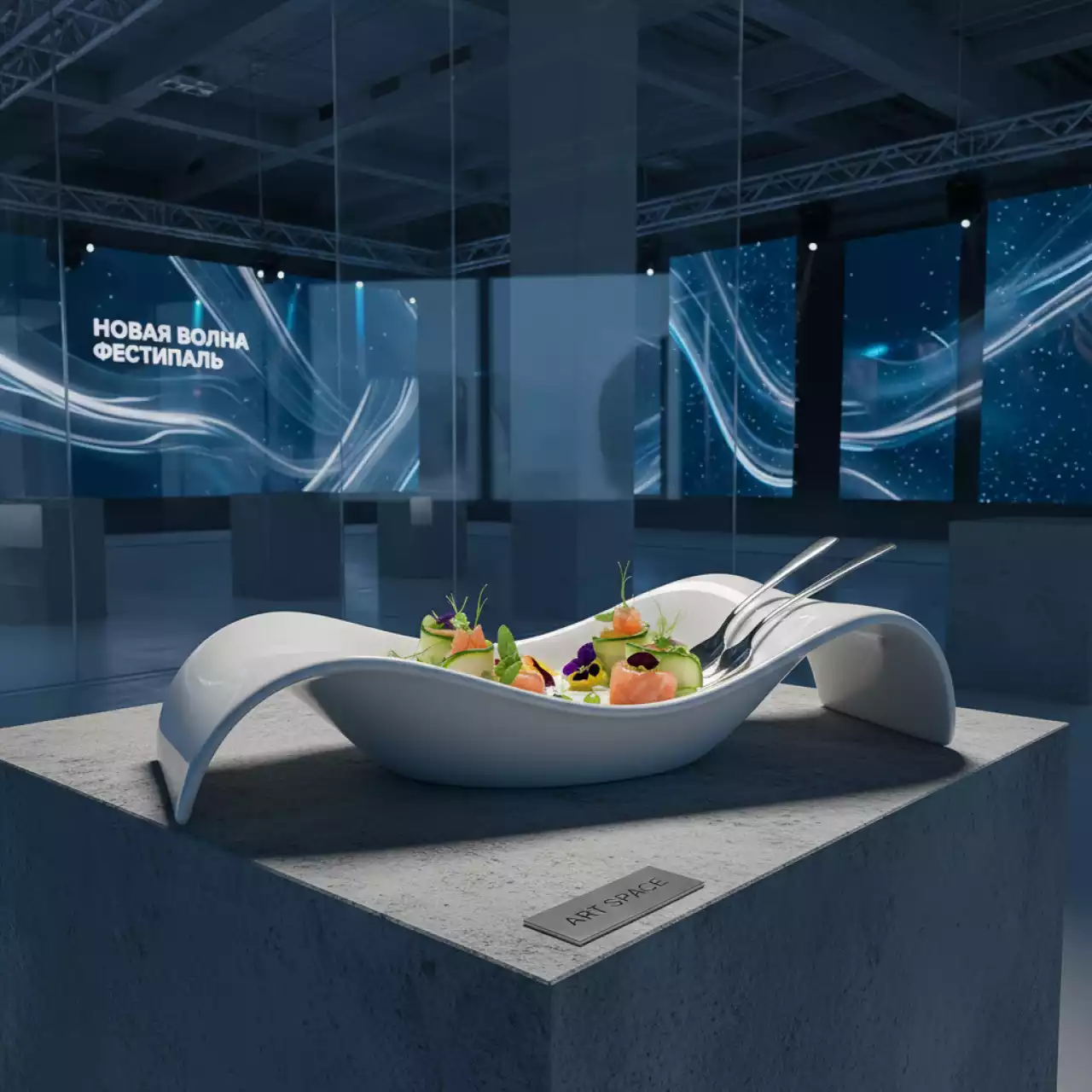 Аренда Блюдо Chan Wave с выемками для ложек для комплимента 265х95 мм в Ледовом дворце «Айсберг» — ART SPACE