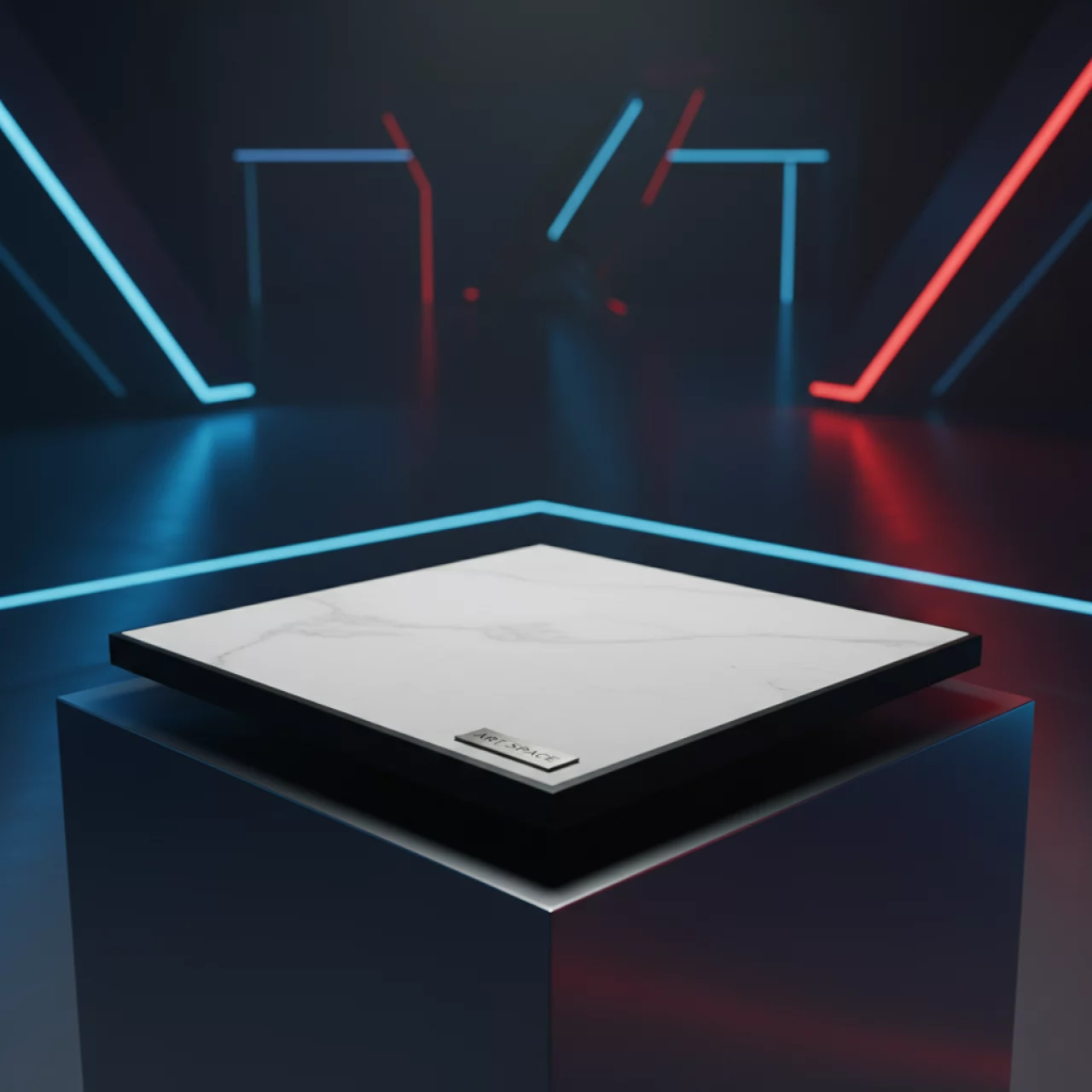 Аренда Блюдо для подачи из белого базальта с черной каймой 35х35 см в Red Arena — ART SPACE