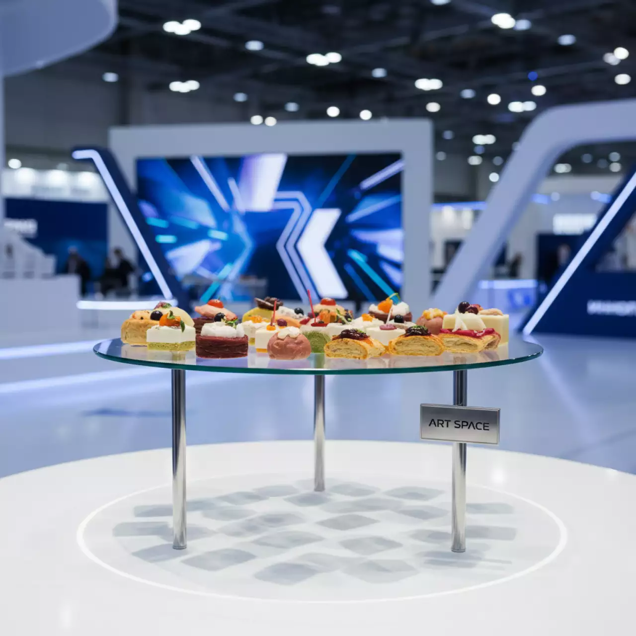 Аренда Блюдо круглое стеклянное на ножках 350 мм в Ледовом дворце «Айсберг» — ART SPACE