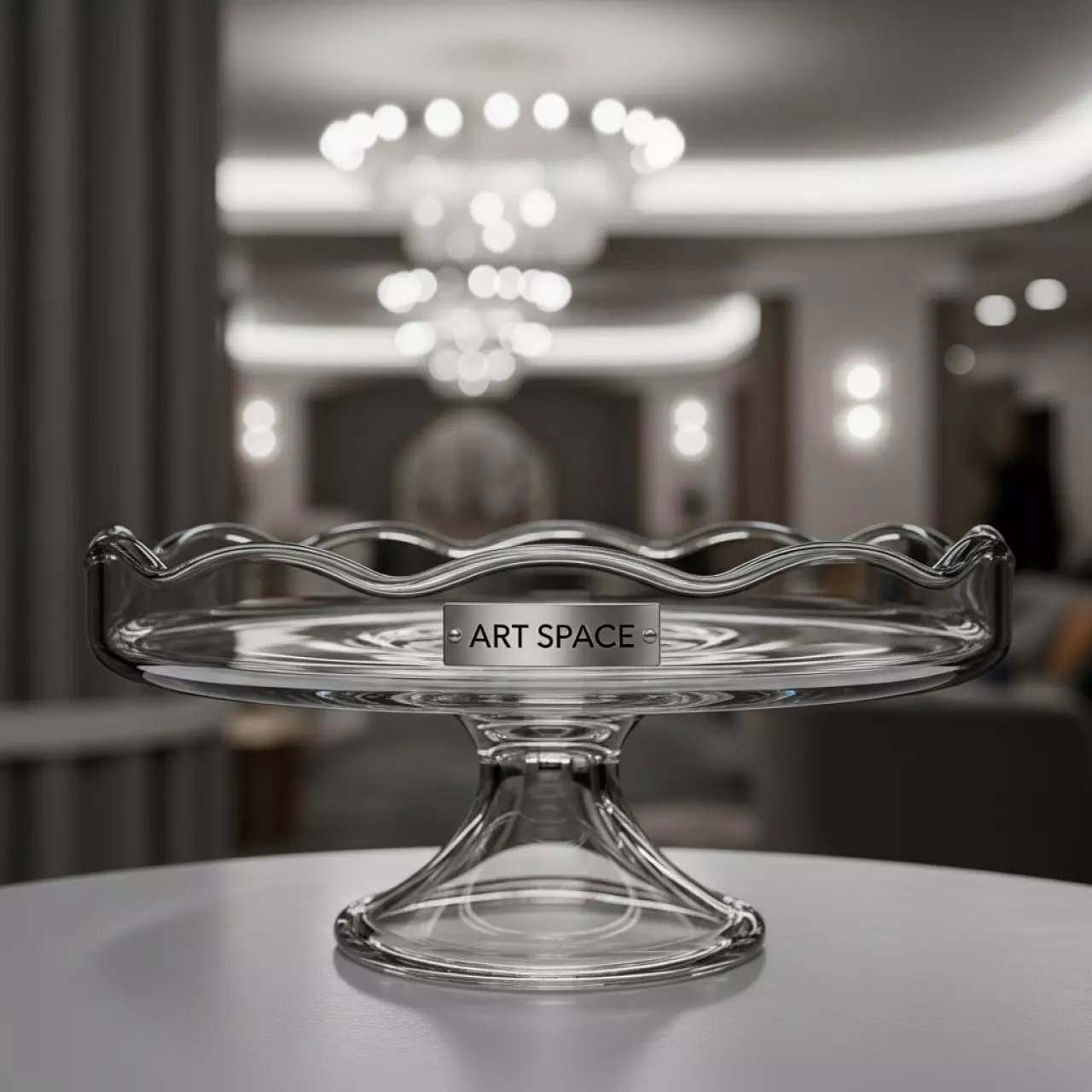 Аренда Блюдо на ножках стеклянное круглое с волнистым краем 350 мм в Radisson Hotel Rosa Khutor — ART SPACE