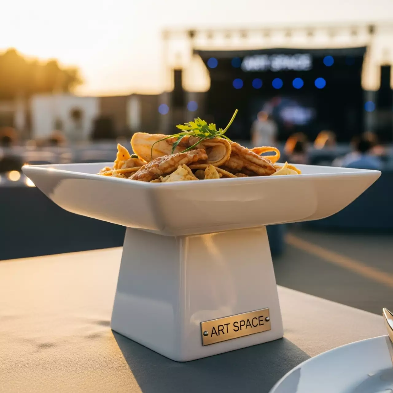 Аренда Блюдо на ножке Корсика 300х300 мм H 165 мм в ресторане «Sanremo» — ART SPACE