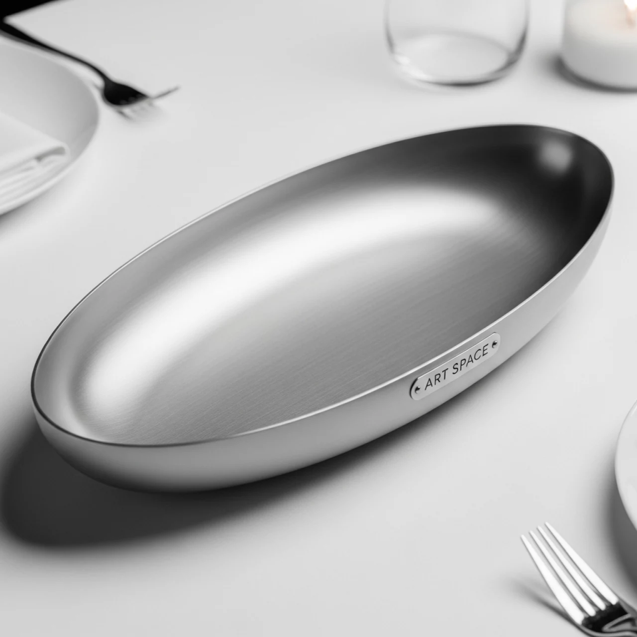 Аренда Блюдо овальное металлическое 45х30 см в ресторане «Высота 5642» — ART SPACE