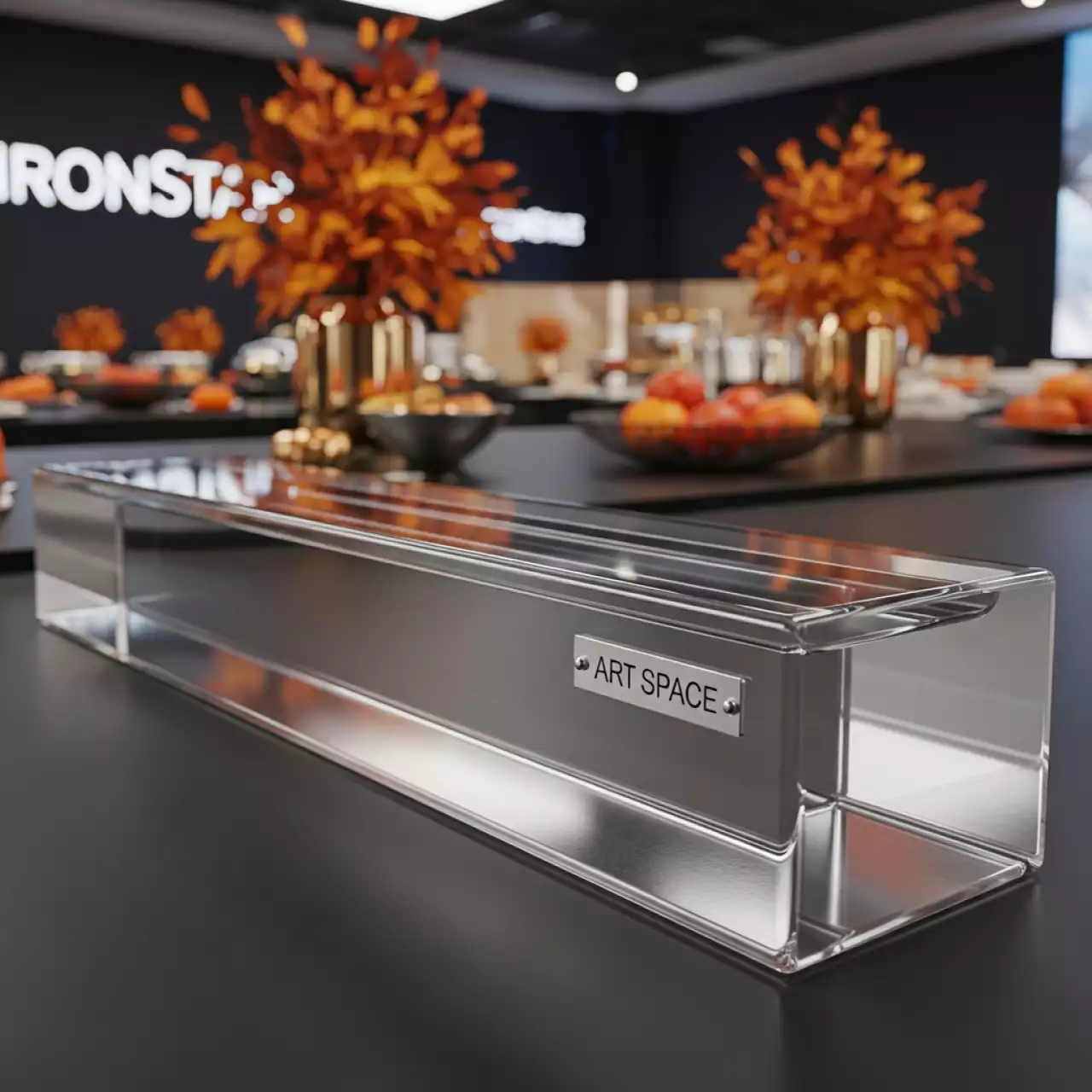 Аренда Блюдо прямоугольное прозрачное стекло 800х210 мм в Alpha Sirius — ART SPACE