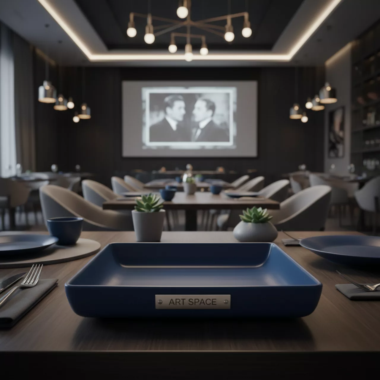 Аренда Блюдо синее квадратное 265х265 мм в ресторане «Sanremo» — ART SPACE