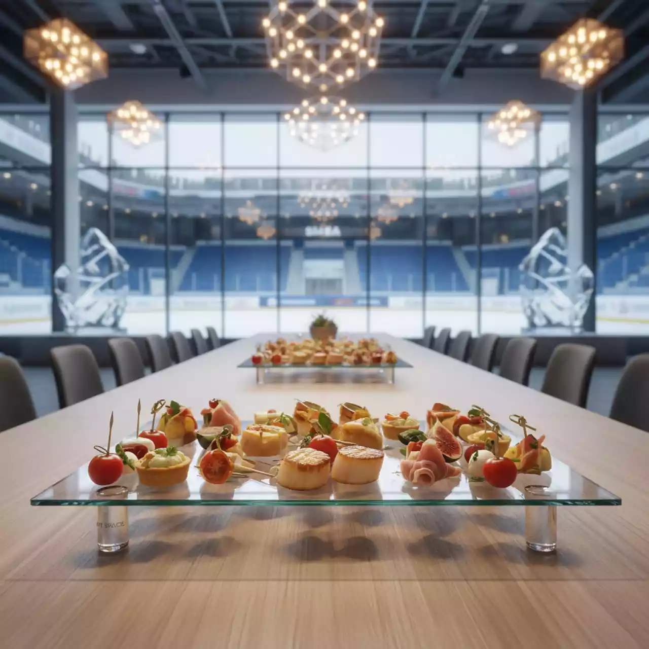 Аренда Блюдо стеклянное прямоугольное на ножках 500х300 мм в ледовой арене «Шайба» — ART SPACE