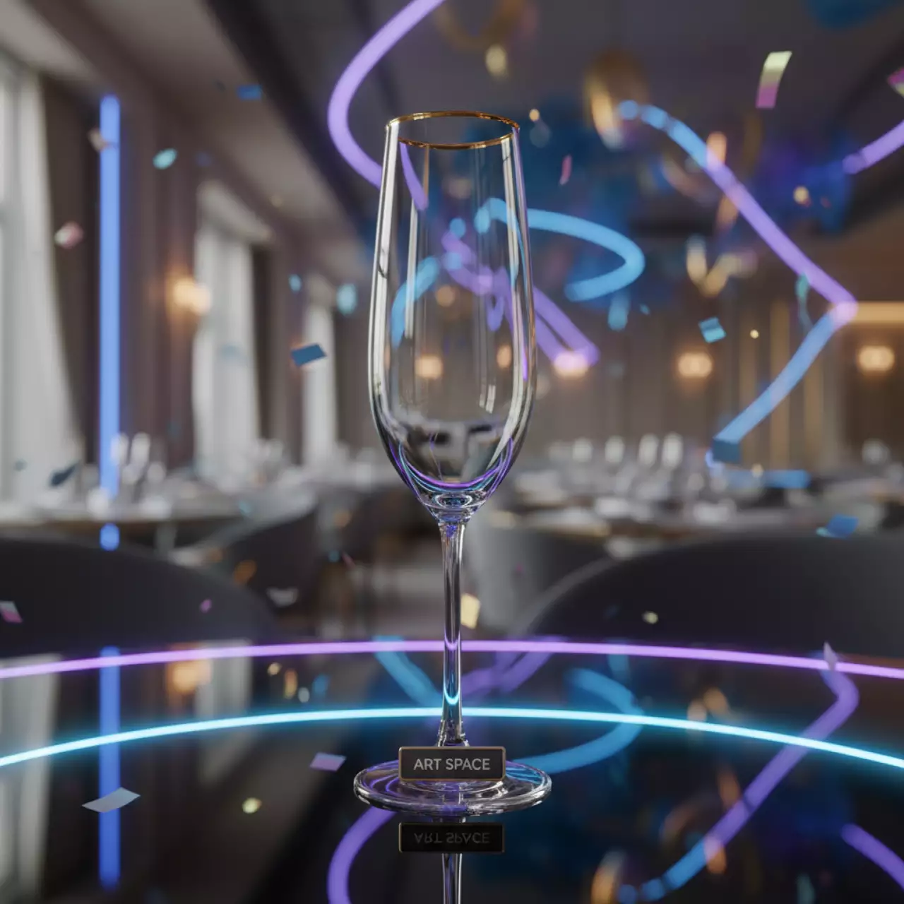 Аренда Бокал для шампанского с золотым кантом в ресторане «Плакучая Ива» — ART SPACE