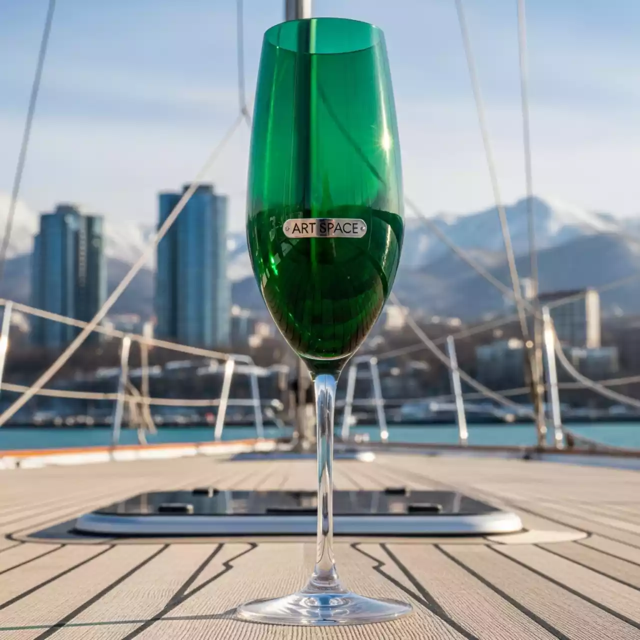 Аренда Бокал для шампанского Верона изумрудный Silver 250 мл на парусной регате (Сочи) — ART SPACE