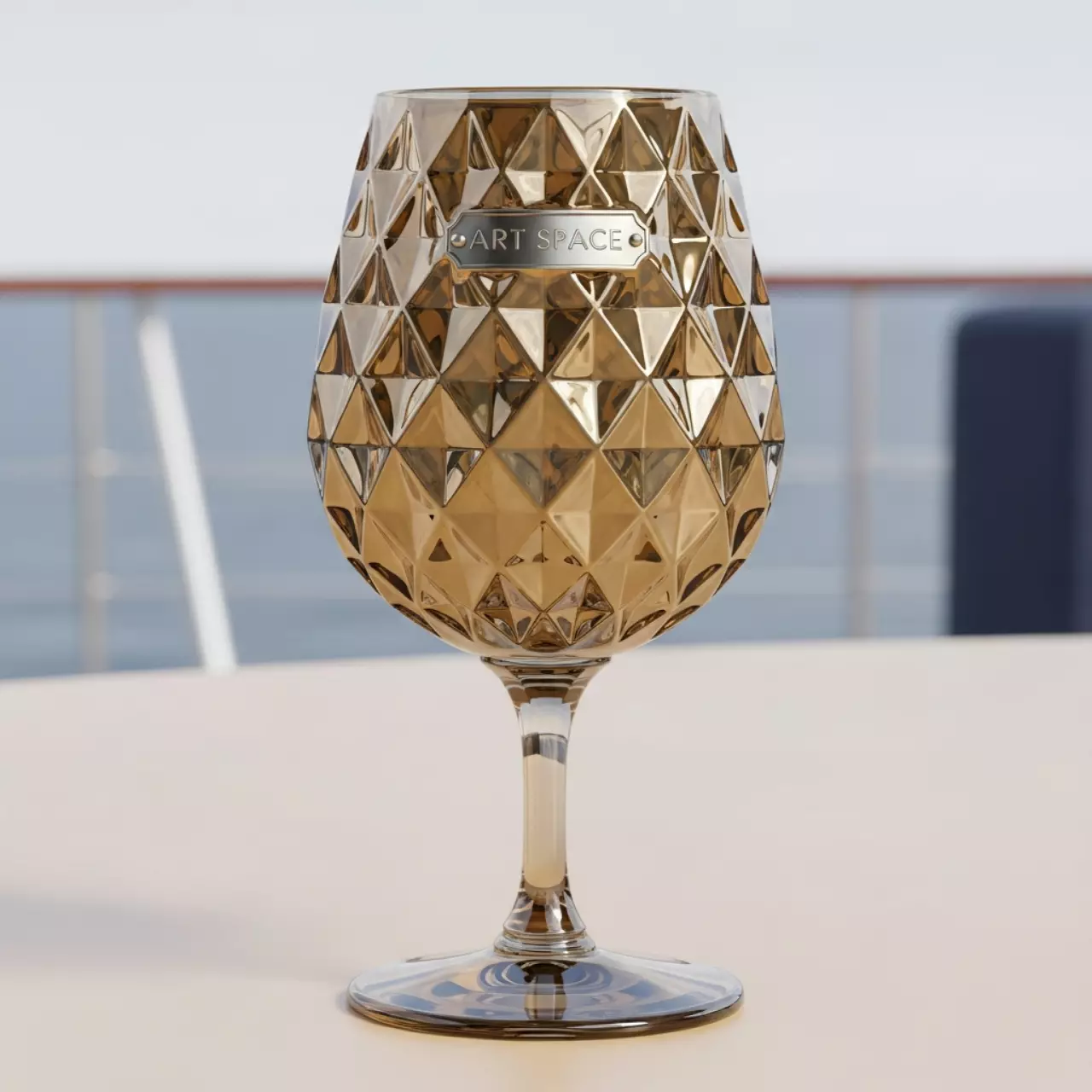 Аренда Бокал для вина Бриллиант золотой 310 мл высота 163 мм на VIP теплоходе (Морпорт Сочи) — ART SPACE