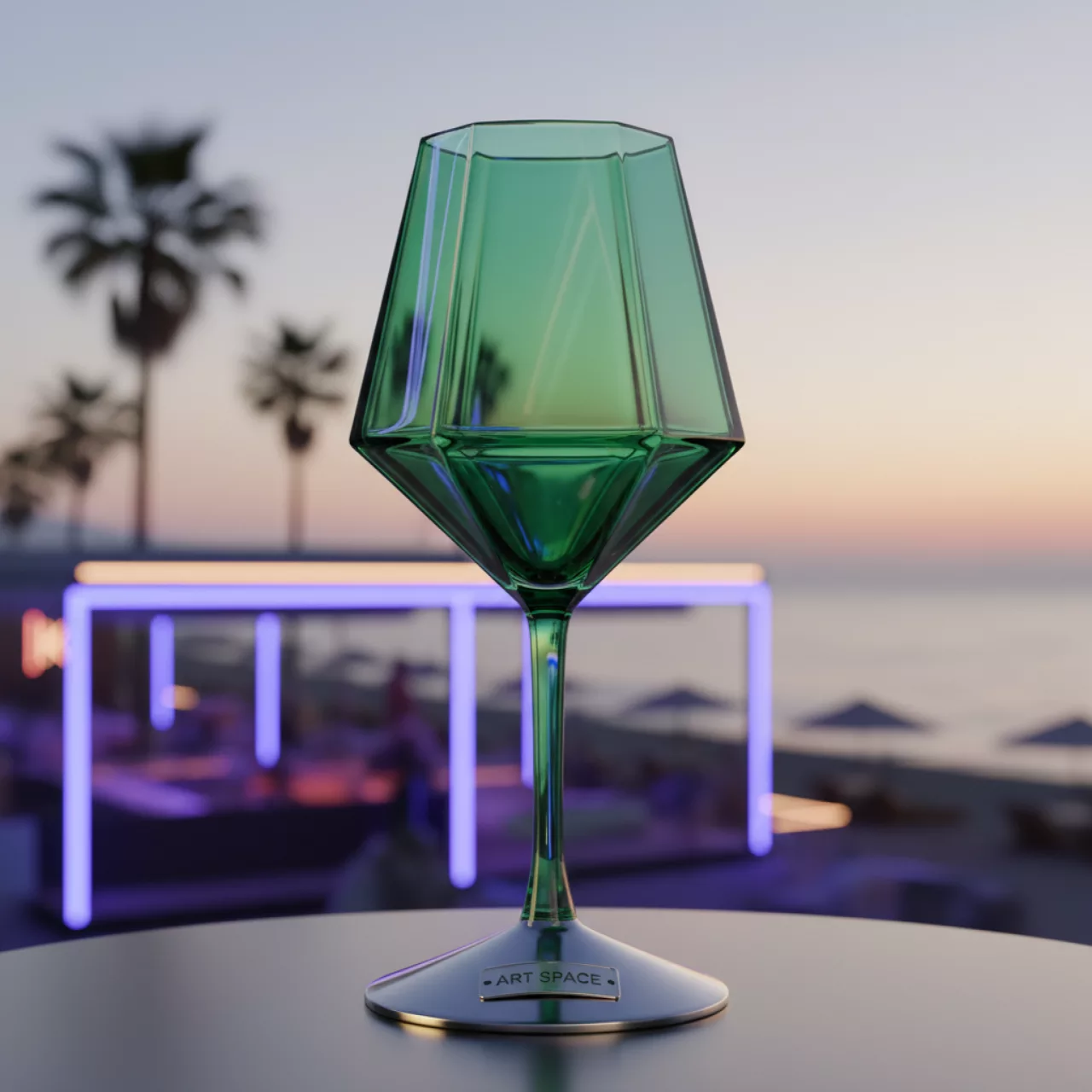 Аренда Бокал для вина зеленый на пляже «Мандарин» — ART SPACE