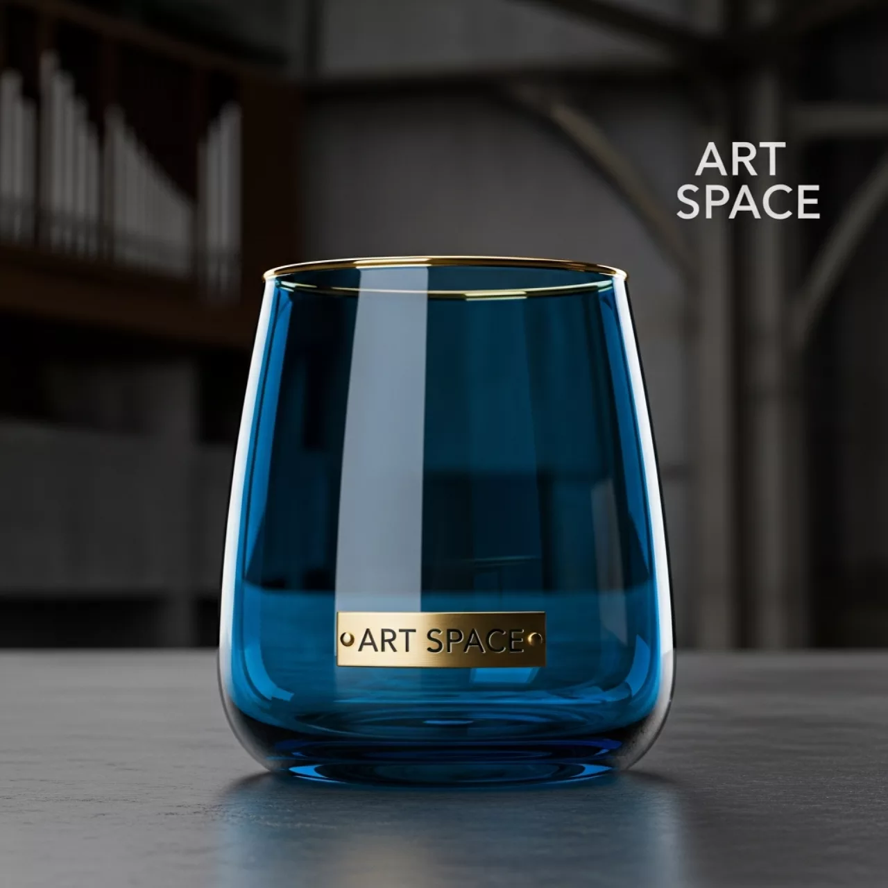 Аренда Бокал Кения голубой с золотой каймой 300 мл в Зале органной и камерной музыки — ART SPACE