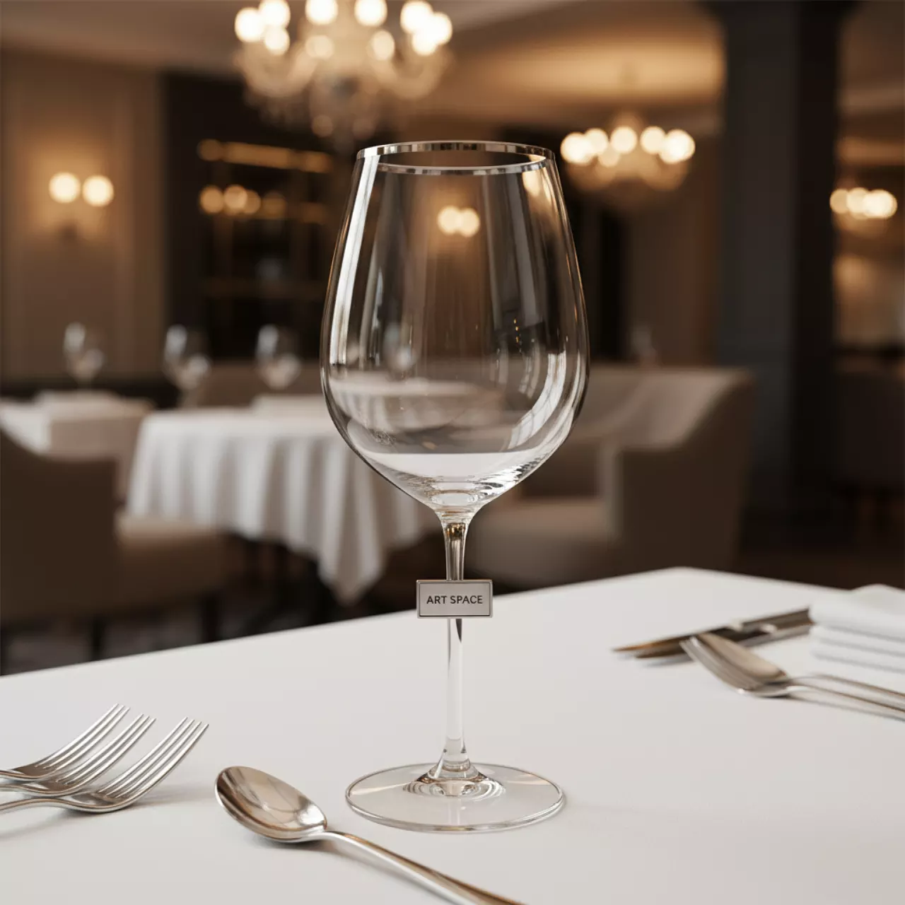Аренда Бокал прозрачный с серебряным кантом ЭВАНС 390 мл в Rixos Krasnaya Polyana — ART SPACE