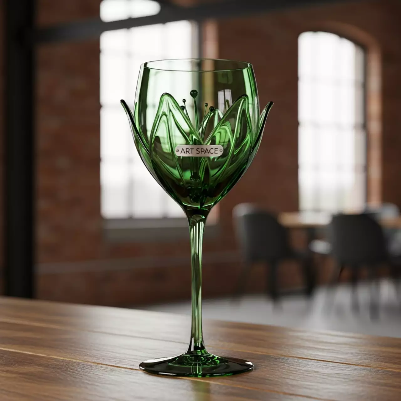 Аренда Бокал зеленый Лилия в Alpha Sirius — ART SPACE