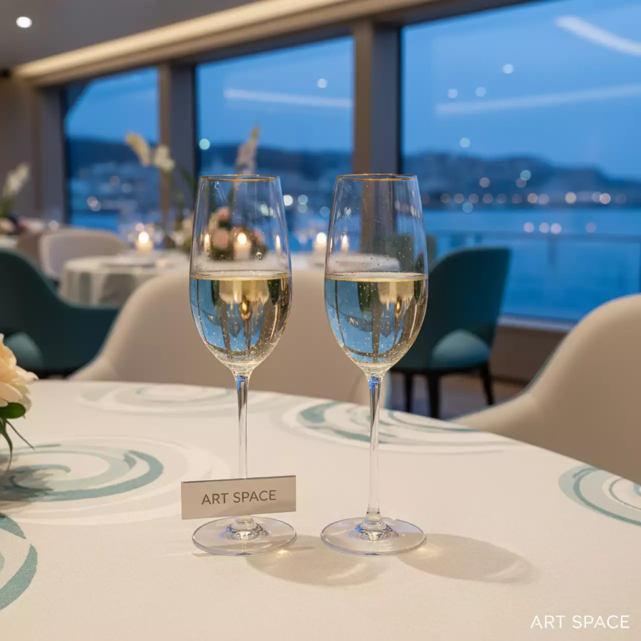 Аренда Бокалы для фуршета Эванс с золотым кантом набор из 2 на VIP теплоходе (Морпорт Сочи) — ART SPACE