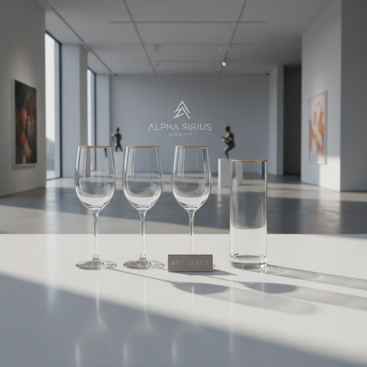 Аренда Бокалы Эванс прозрачные с золотым кантом набор из 3 с хайболом в Alpha Sirius — ART SPACE