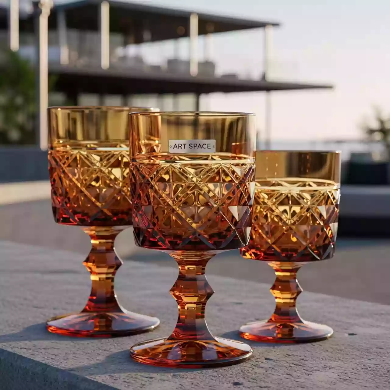 Аренда Бокалы Килиан янтарные набор из 3 в пляжном комплексе VinoGrad — ART SPACE