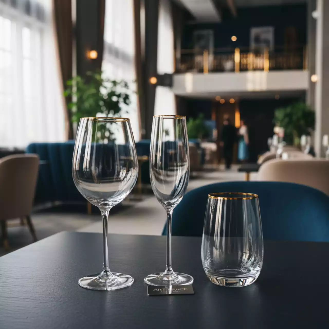 Аренда Бокалы прозрачные с золотым кантом Эванс набор из 3 в санатории «Октябрьский» — ART SPACE