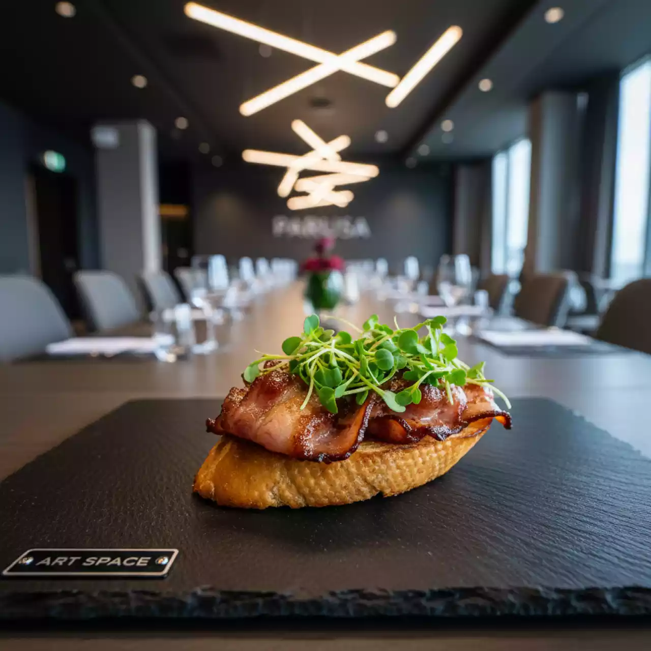 Аренда Брускетта Пряный бекон в ресторане «Паруса» — ART SPACE