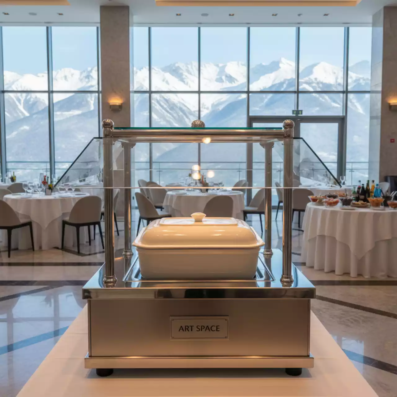 Аренда Буфетная станция для охлаждения с крышкой сталь керамика на курорте «Газпром» (Альпика) — ART SPACE