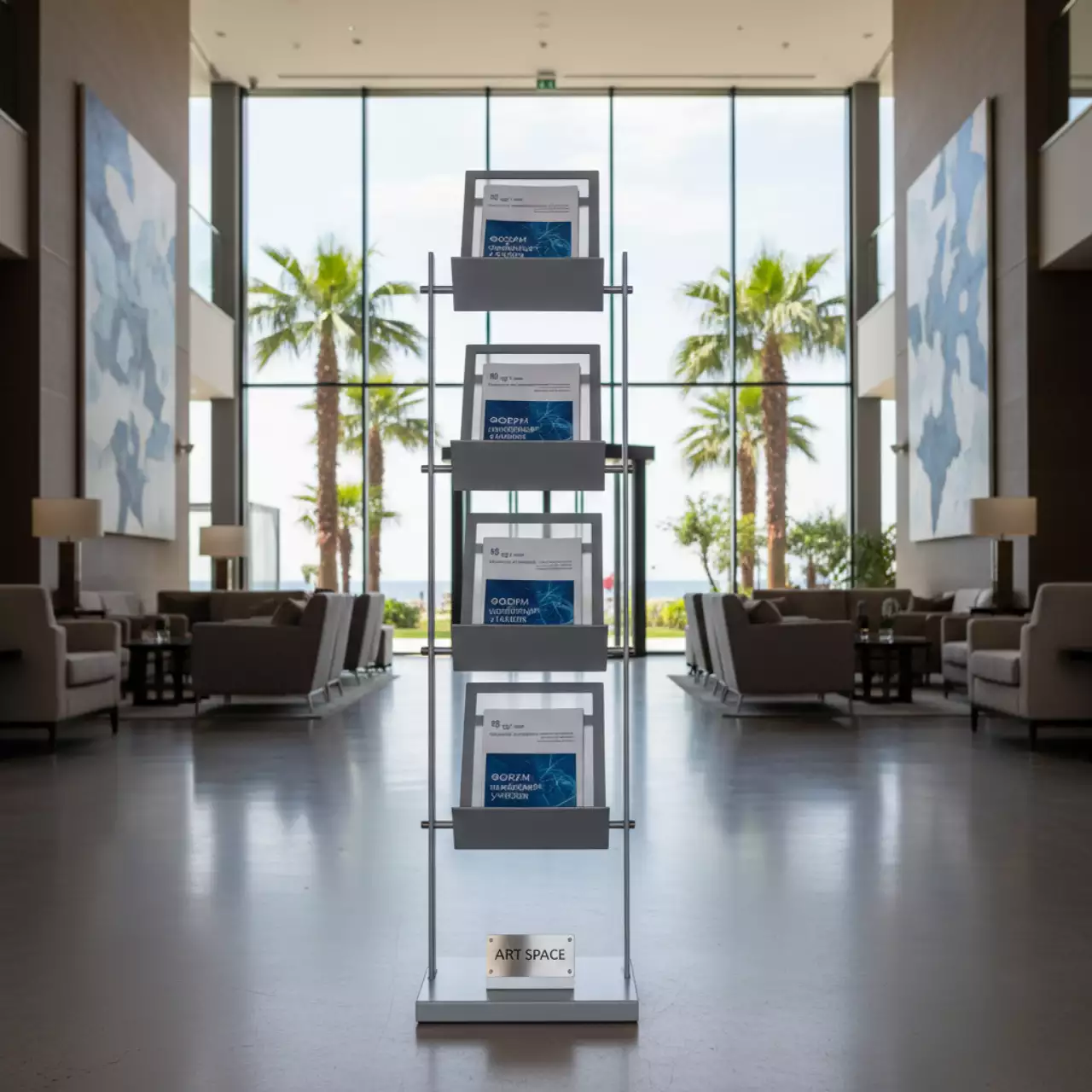 Аренда Буклетница из металла серая высота 140 165 см ширина 20 30 см в отеле Hyatt Regency Sochi — ART SPACE