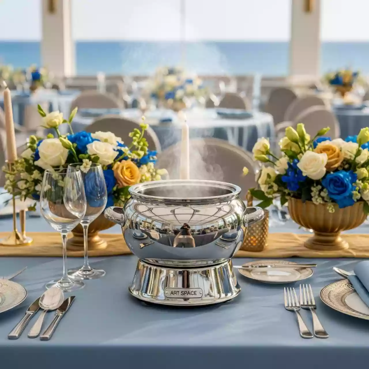 Аренда Бульонная пара с крышкой Rocaille Blanc на пляжных клубах Хосты — ART SPACE