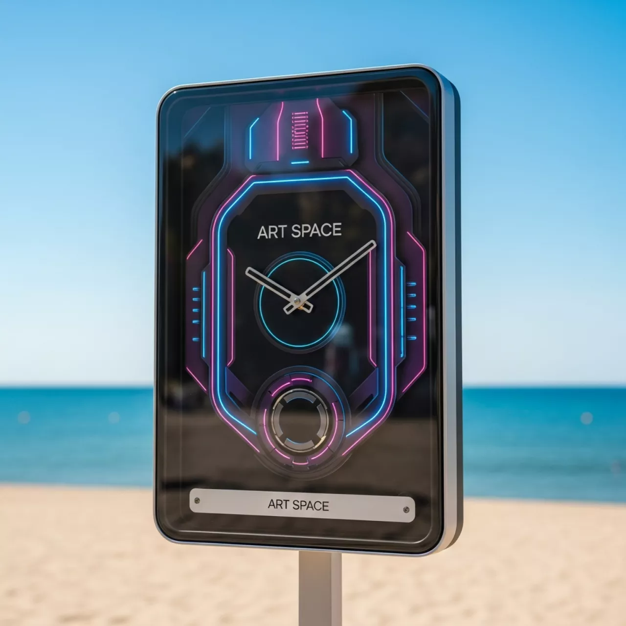 Аренда Часы настенные с индивидуальной картинкой под стеклом на пляже «Маяк» — ART SPACE