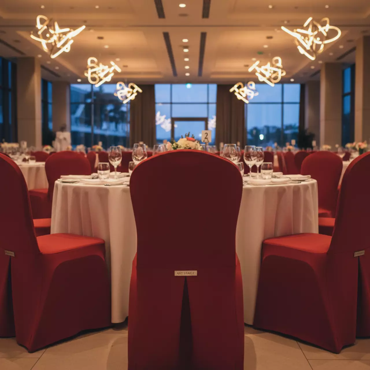 Аренда Чехла для стула красный стрейч R4E 00384 в Radisson Blu Resort & Congress Centre — ART SPACE