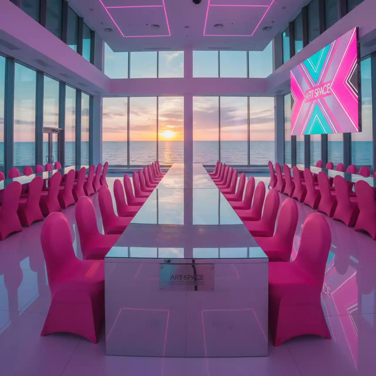 Аренда Чехол 52 на стул Кьявари розовый в зале «Чайка» (Морпорт) — ART SPACE