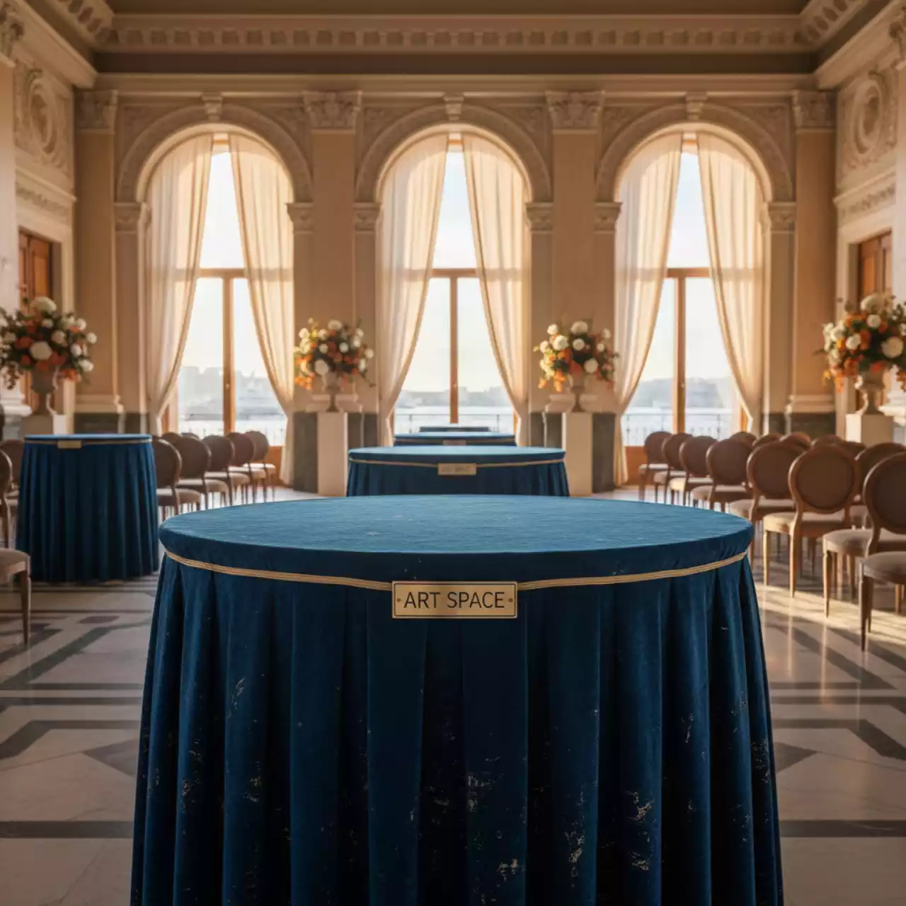 Аренда Чехол для стола 05 70 см 110 см в зале «Чайка» (Морпорт) — ART SPACE
